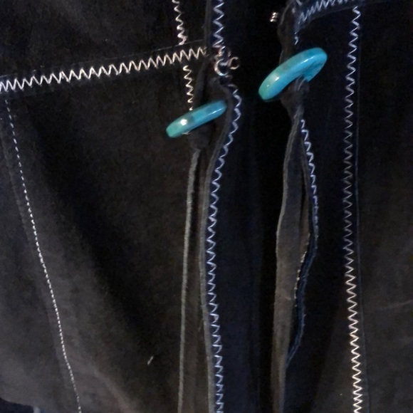 Suede Jacket with Accent Stitching and Buttons - Picture 8 of 8